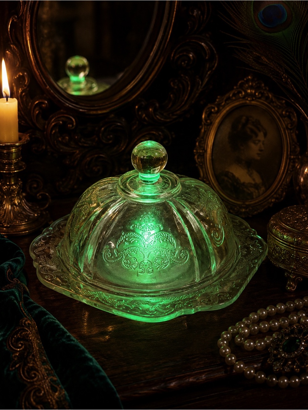 Federal Clear Glass Madrid Fairy Lamp | Depression Glass Butter Dish Candle Glow